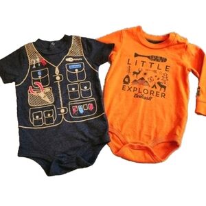 Carhartt baby onsie bundle Size 12 months Colors orange and Heathered blue